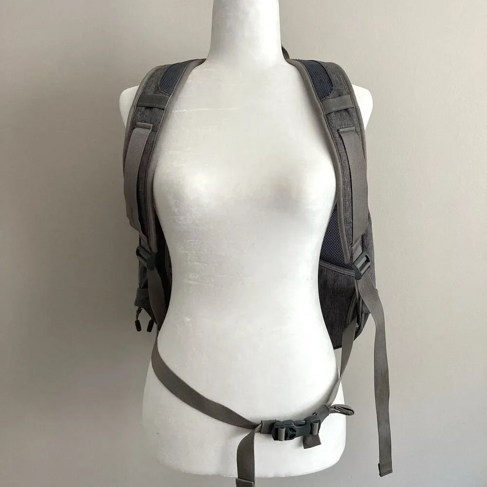 LL Bean Gray Large Backpack Laptop Travel Bag Pockets Shoe Compartment